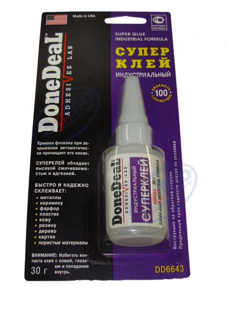 Клей супер 30мл (Done Deal) DD6643 нетребующий обезжиривания